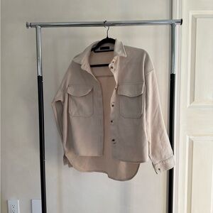 Cream Button-Up Shirt Jacket